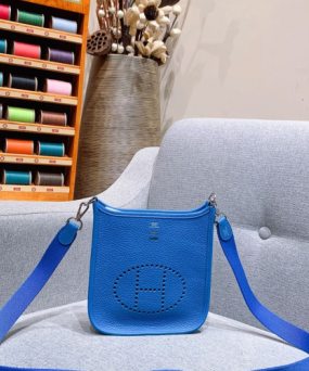 에르메스 미니 에블린16 블루 잔지바르 은장 끌레망스 가죽